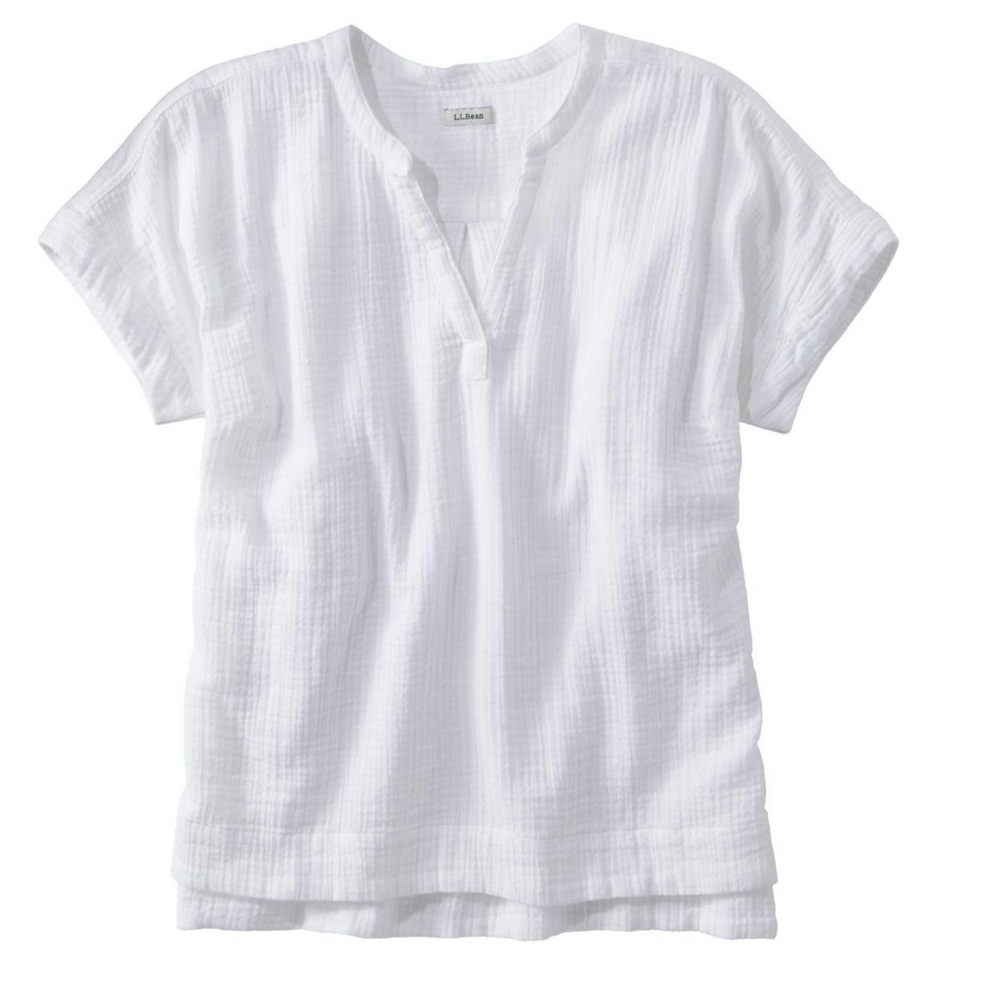 NWT LL BEAN Women's Cloud Gauze Shirt, Short-Sleeve